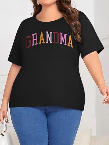 Plus Size Grandma Shirts for Women Grandma Tshirt Grandma Embroidered Shirt Casual Short Sleeve Tee Tops(Black,XL) — view 5