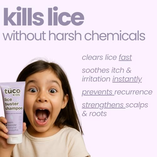 Image of Tuco Kids Natural Lice Buster Shampoo | Infused with Camphor, Neem, Tea Tree Oil | Perfect for Lice & Itchy Scalp | Ages 2-5, 4-10, 10-15, 5-10 Years | Paraben & SLS Free |40ml