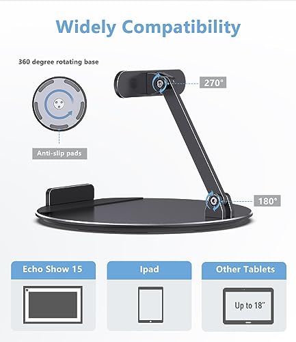 Almoz Swivel and Tilt Stand for Echo Show 15, Aluminum Stand for Show 15.6