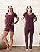 SUNNYBUY Damen Umstandsmode Stillpyjama-Set, Kurzarm-Stillshirts, Schwangerschafts-Shorts und Hosen, 3-teiliges Stillpyjama-Set, Dunkelrot L
