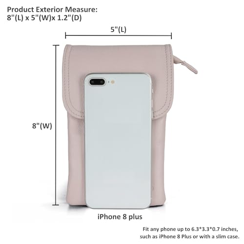 Image of befen Genuine Leather Small Crossbody Bags for Women Cell Phone Bag Cross Body Purses,Silver Zipper