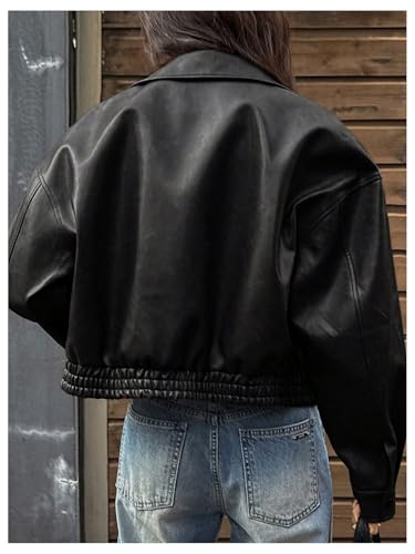 Milumia Cropped Faux Leather Bomber