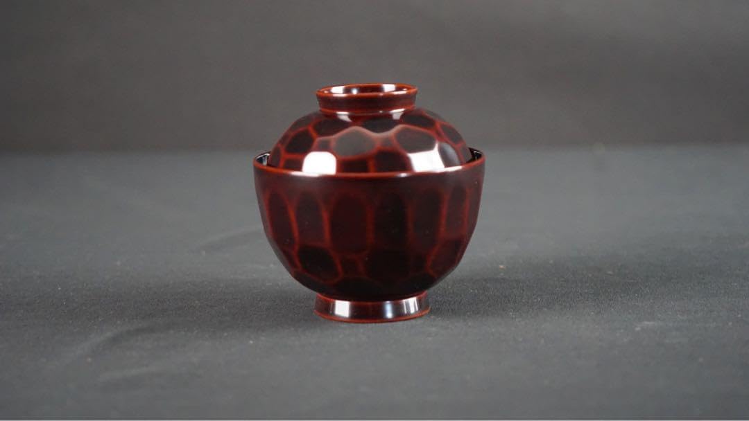 輪島塗 渦蒔絵 亀甲形 吸物椀 5客 共箱 輪島塗 熨斗蒔絵 吸物椀