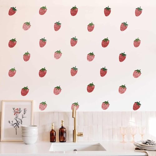 Pegatinas de pared fresas vintage retro adhesivas boho miniatura 6