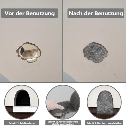 LANZLC Stahlwolle, 30m Stahlwolle Gegen Mäuse mit Handschuhe und Schere, Edelstahlwolle Ultrafeine, 0000 Steel Wool zur Polieren, Steelwool Ratten für Löcher, Wand Risse, Haus, Garage, Garten