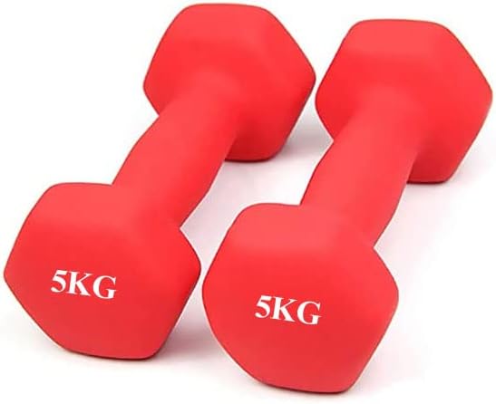 Neoprene Dumbbells 5kg Pair Home Exercise for Ladies Kids Arm Hand Weights Pilates Dumbbells 5kg in Red Blue and Pink Color | AJX