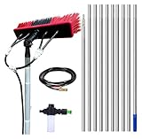 Ausziehbare Reinigungsbürste mit Wasserzufuhr, 9,1 m verstellbarer Winkelstab mit 55 cm Bürste für effiziente Außenreinigung, Fensterreinigung und Dachrinnenpflege