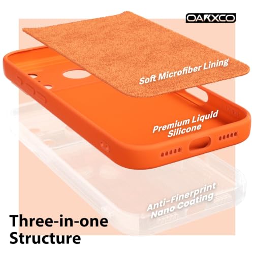 oakxco for iPhone 17 Pro Max Phone Case Liquid Silicone, Cute Thin Slim Grip Soft Rubber Gel for Women Men, Smooth Matte TPU Plain Solid Bright Color Girly Simple Case with Camera Cover, Neon Orange by oakxco - Used condition - Image 5