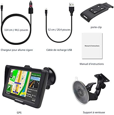 AWESAFE Sat Navs for Cars, 7 Inch Car Sat Nav GPS Navigation Includes Postcodes, Speed Camera Alerts, POI Lane Assistance, Truck Lorry Satnav with Sunshade