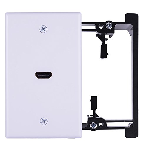 HDMI Wall Plate Heavy Duty Rear Connector Design Mounting Bracket Easy to Install Built-In Flexible Hi-Speed HDMI Supports 4K, 3D, ARC, White 1 Port (HDMI Wall Plate)