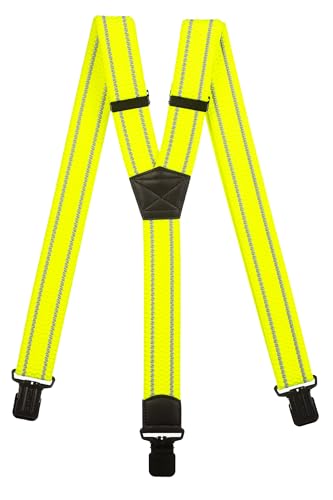 Olata Tirantes Hombres de Alta Visibilidad con Bandas Extra Anchas y Clips Negros – 4 cm. Amarillo (Y-Form)