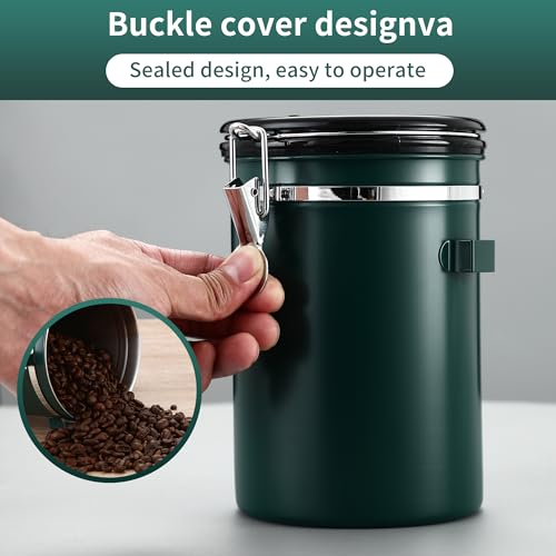 Foto von BUCOMTU 1,8L Kaffeedose Edelstahl luftdicht für Kaffeebohnen mit Schaufel
