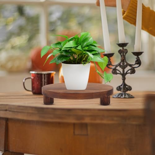 Porte-pot de fleurs bois massif marron support plantes piédestal rustique présentation - 6