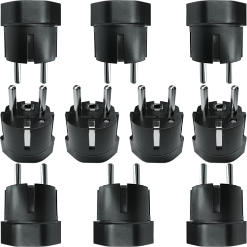 Adaptador de Suiza a UE de 3 a 2 clavijas tipo DE/FR/ES negro para visitantes paquete de 10