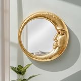 Novabright Gold Moon Crescent Mirror 90s Celestial Wall Decor 8.85 Inch