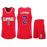  Z-ZFY Mujeres Hombres NBA Jersey -Los Angeles Clippers # 2 Kawhi Leonard Prendas Clásicas Mangas Top De Los Niños De La Camiseta,M155cm/40~45kg