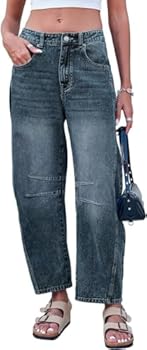 Leopard Barrel Jeans Vrouwen, Luipaardprint Jeans, Y2k Mid Rise Vintage Losse Brede Pijpen Baggy Broek met Zakken, Wit, XL