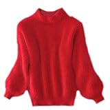 Marca: Gladiolo Gladiolus Mujeres Jerséis Redondo Cuello Sueter Flojo Jersey De Punto Abrigo Otoño Invierno Pullover Jumper Rojo