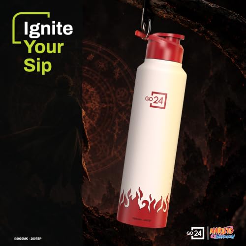 Image of Water Bottle 950ml Stainless Steel Sports /Fridge Bottle with Sipper Cap | 1-Year Warranty | Single Wall| For Home, Office, Gym, Travelling | Lightweight | Naruto Ninja| Red-White - Fourth Hokage