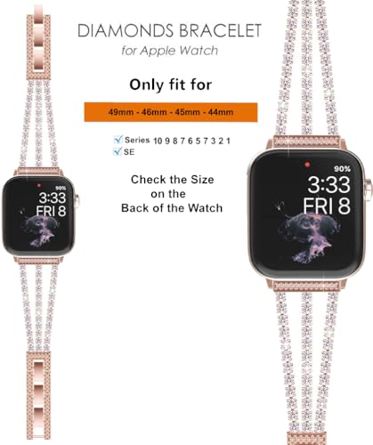Image of Zitel Bling Rhinestone Metal Band Compatible with Apple Watch Straps for Women Girls Sparkling Shiny Wristbands