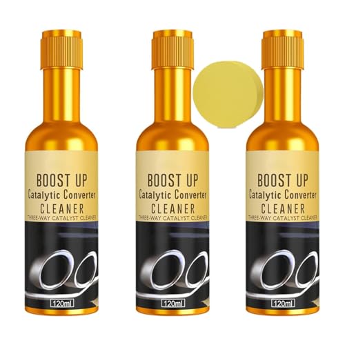 Catalytic Converter Cleaner Kit, Boost Up Fuel Catalytic System Cleaner for Gas Diesel Cars, Auto Parts Engine and Exhaust Pipe Cleaners Treatment & Lower Emissions (3 x Sponge)