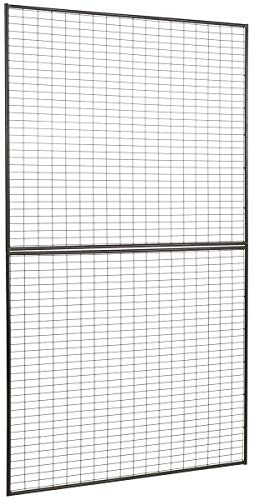 Displays2go Dual Grid Panel Retail and Art Display, 3'w x 6'h, Iron Construction - Matte Black (ADP62PMB)