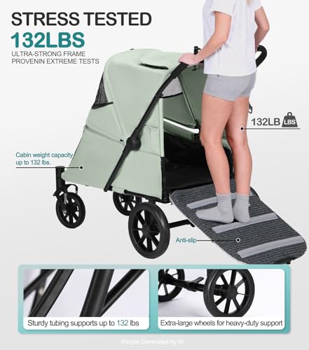 Image of Pet Stroller with Ramp for Large Dog up to 132lbs Portable&Foldable