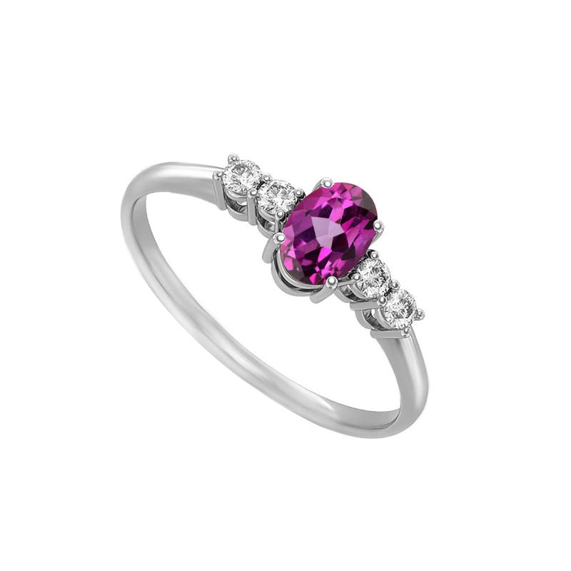 925 Sterling Silver 6X4 Mm Natural Rhodolite Garnet Gemstone Ring, Silver Rings, Wedding Band