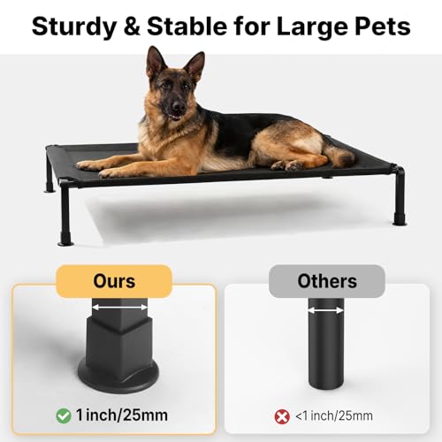 Veehoo Hundeliege Outdoor XL Waschbar, Flauschiges Hundeliege mit Abnehmbarem Polster, Erhöhtes Hundebett Hundesofa mit Rutschfesten Füßen für Drinnen Draußen, Grau 106 x 76 x 20 cm