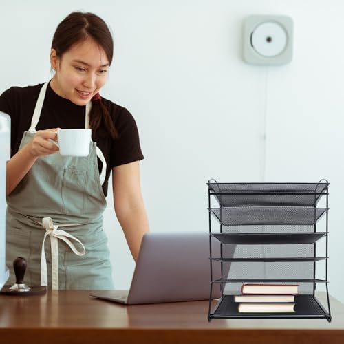 Moderno organizador de documentos desmontable de hierro multicapa apilable negro Sto Solut para eficiencia en casa y oficina