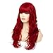 Dai Cloud Red Wigs with Bangs Womens Long Red Hair Curly Wavy Synthetic Silky Hair Wigs Cosplay Halloween and Daily Use