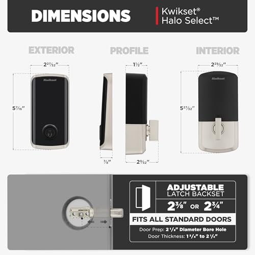 Kwikset Halo Select Smart Lock Keyless Entry Door Lock Wi-Fi and Matter Enabled Deadbolt No Hub Needed, Geofence Auto-Unlock, Grade AAA Certified, Easy Install, Satin Nickel Lifetime Finish Warranty - image 7