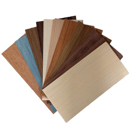 20 Pieces Exotic Wood Veneer Sheets 3.97.9 Variety Pack 10 Mixed Colors Unfinished Veneer for Marquetry Inlay Fingerboard & DIY Woodworking Projects