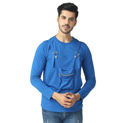 Image of Black Collection Solid Men Dungaree Style Full Sleeve T-Shirt