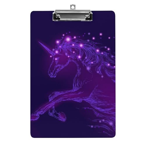 Porte-bloc A4 licorne violette pour menu de restaurant et classe