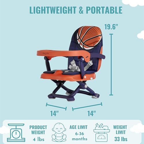 Dream On Me Munch N Go Booster Seat for Babies 6–36 Months, 3-in-1 Feeding, Floor & Table Seat, Adjustable 4 Heights, Lightweight Portable Design, 3-Point Safety Harness, Easy to Fold & Carry- Orange by Dream On Me - Image 2