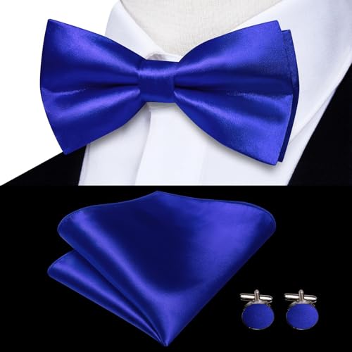 Image of Hi-Tie Men Suspender Bowtie Set Suspenders Pre-tied Bow Tie Pocket Square Cufflinks Adjustable Y Shape 6 Clips Braces Tuxedo