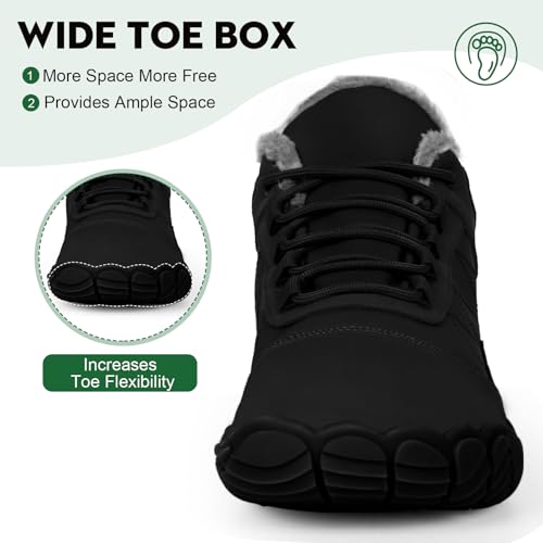 HiGropcore Barefoot Boots Womens Mens Fur Lined Winter Barefoot Shoes Waterproof Snow Boots Minimalist Wide Toe Box Warm Ankle Booties4