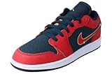 NIKE Air Jordan 1 Low SE GS - Zapatillas deportivas de moda para escuela primaria, Armoury Navy Metallic Gold Sport Red, 38.5 EU