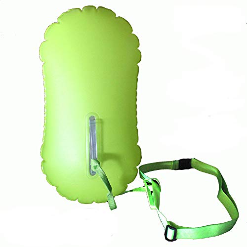 E-Onfoot Swim Buoy, Sac de dérive de Sauvetage pour Le Stockage, Natation, Flotteur de bouée très Visible pour Un entraînement en Toute sécurité (Fluo Green-No Storage Space)