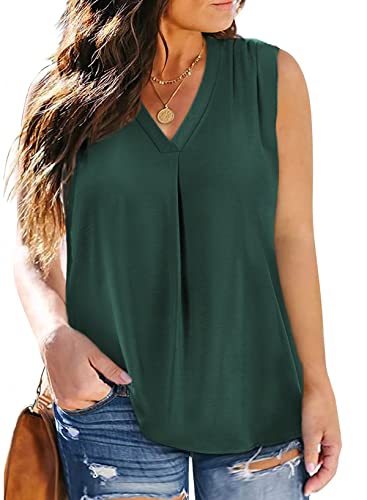 Image of Eytino Womens Plus Size Tank Tops Summer Sleeveless V Neck Casual Loose Chiffon Blouse Office Work Shirts(1X-5X)