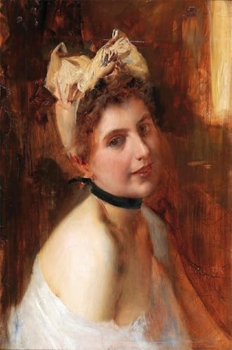 Peinture murale Fille viennoise Eduard Veith pour salon chic