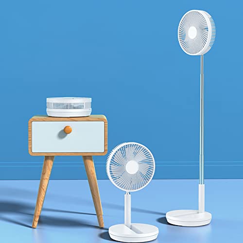 「34.5-102cm伸縮設計・リモコン付き」 リビング扇風機 10000mAh大容量 9cmまで折り畳み 縦型ファン 卓上ファン サーキュレーター 90°自動首振り 上下180°手動調節 風量4階段 USB充電 静音 (ホワイト-)
