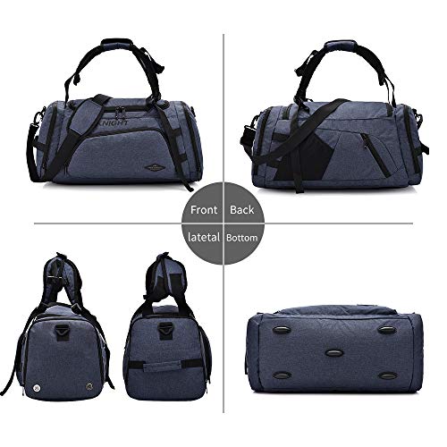 35-40L 3 Way Waterproof Sports Gym Travel Weekender Duffel Bag with Shoe Compartment Overnight Bag (Deep Gray)