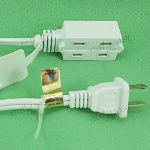 POWTECH UL Heavy duty Household Extension Cord, 16 Gauge Power Cord with 3 Recepacle Cube Tap 125V, 13 Amps, 1625 W - 4 FT White