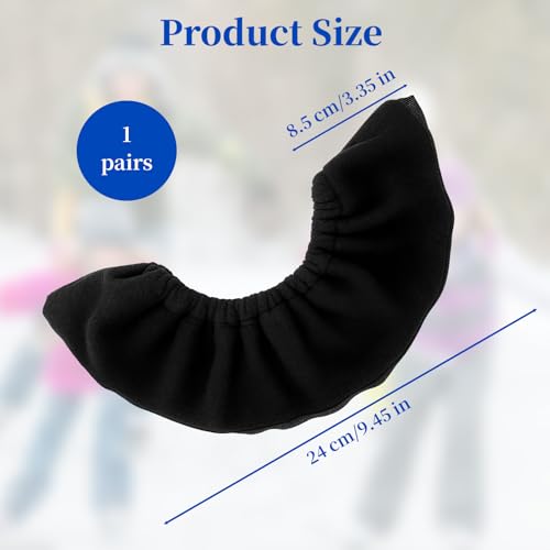 LUSTRIB 1 Pair Ice Skate Blade Covers, Large Size Hockey Skate Blade Covers, Super-Absorbent Terry Cloth Fabric Blade Protector for Hockey & Figure Skates, Ice Skate Guards Accessories (Black)