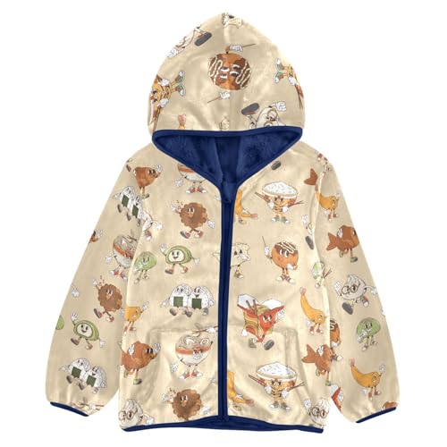 Asian Dishes Girls Fleece Jacket Girls Fall Jacket Girls Zip Up Hoodie Girls Sherpa Jacket 2-10T