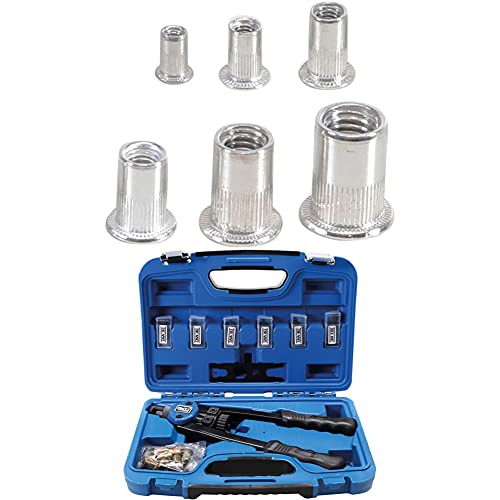 BGS 14127 | Nietmuttern-Sortiment | 150-tlg. | Aluminium | in praktischer, wiederverwendbarer Universalbox + 408 | Nietmutternzangen-Satz | 68-tlg. | M3 - M4 - M5 - M6 - M8 - M10 | inkl. Nietmuttern