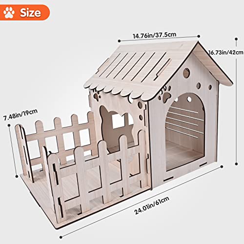 Extra Large Wooden Rabbit Castle With Courtyard - Wooden Cat Beds For Indoor Cats, Rabbit Hideout Bunny House Luxurious Small Animal Rest And Play House For Chinchilla Guinea Pig Hamster Hideout Habit #TOP1