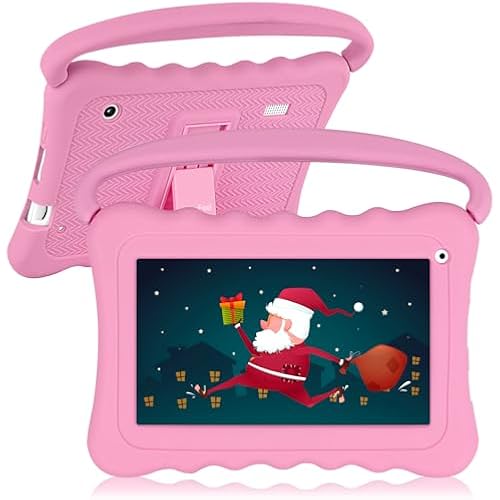 Kids Tablets7 inch Toddler Tablet for Kids Edition Tablets with WiFi Dual Camera Children’s Tablets for Toddlers 32GB Android with Parental Controls Shockproof Case Tablet for kids ages 3-14(Pink）